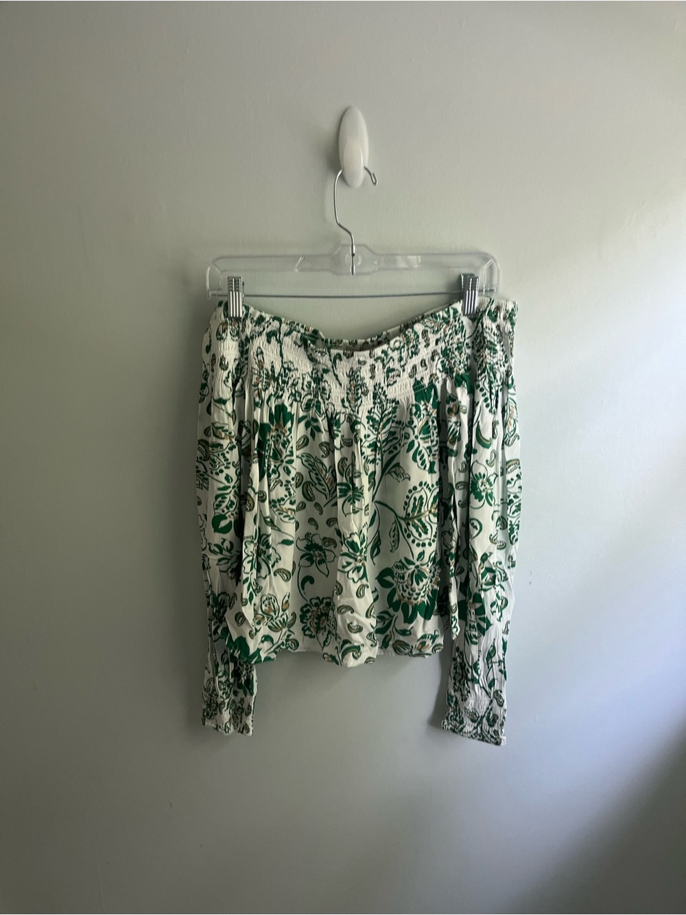 LOFT White Skirt with Green and Tan Floral Print - Picture 2 of 3